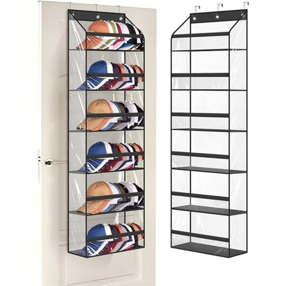 Over The Door Hat Rack Organizer Holds 72 Baseball Caps Closet Wall Storage - Picture 7 of 7